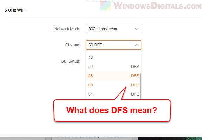 What does DFS mean in WiFi channel router settings