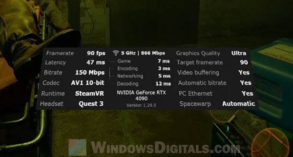 WiFi 5 with Virtual Desktop shows 866 Mbps