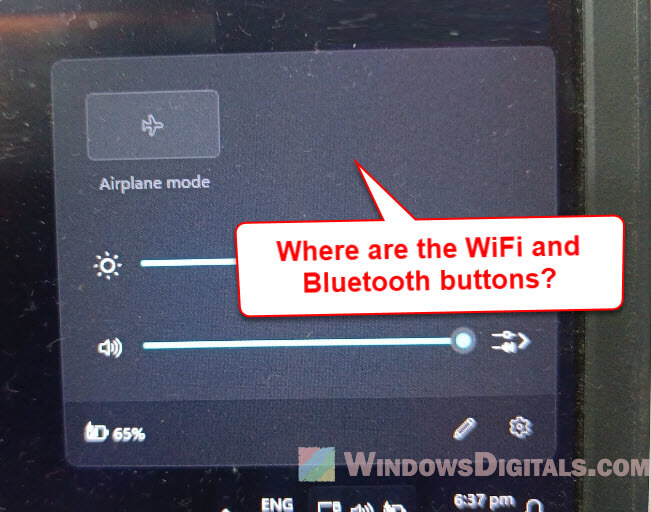 WiFi and Bluetooth Buttons Disappeared on Windows 11