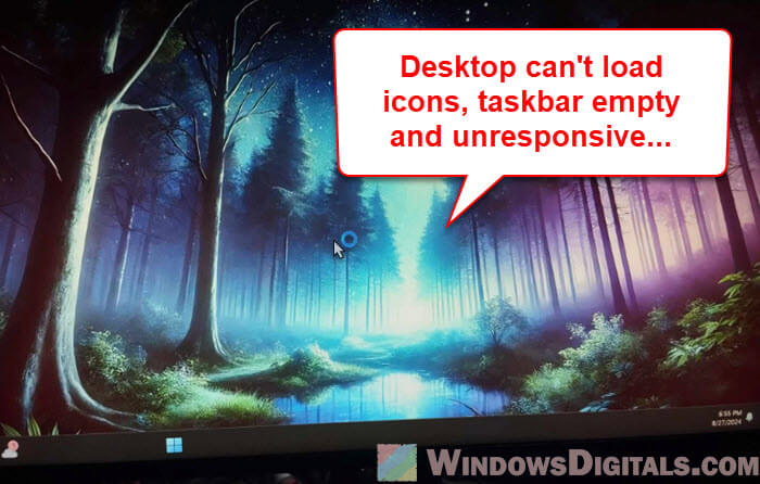 Windows 11 Stuck on Desktop with No Icons and Empty Taskbar