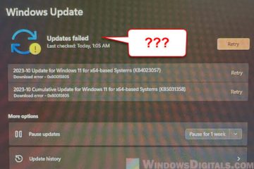 Windows 11 Updates failed with Retry button