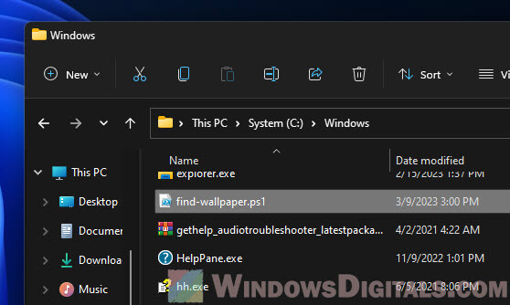 Bieżąca ścieżka folderu tapety systemu Windows 11