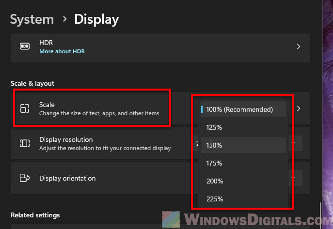 Windows 11 scaling settings