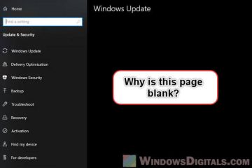 Windows Update Settings Page Blank