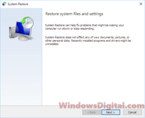 windows 10 default settings restore